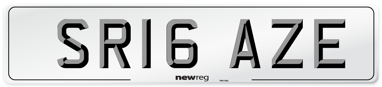 SR16 AZE Number Plate from New Reg